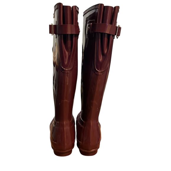 Hunter Burgundy Tall Gloss Rain Boots Size 6 - Picture 5 of 9